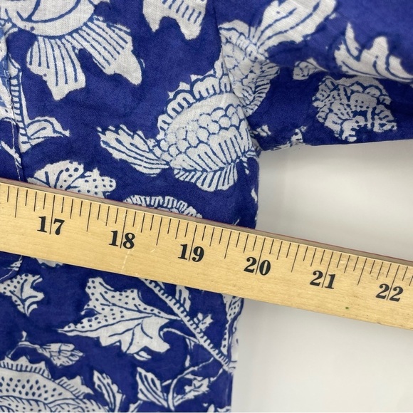 NoLoGo By Tina Malhame Heart & Soul block print top blue button front Sz S - Picture 6 of 7